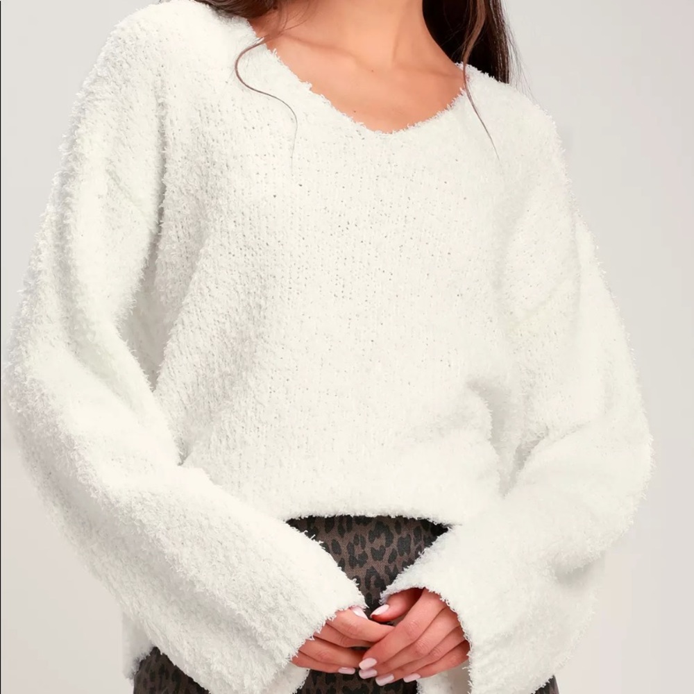 Fuzzy bell sleeve sweater